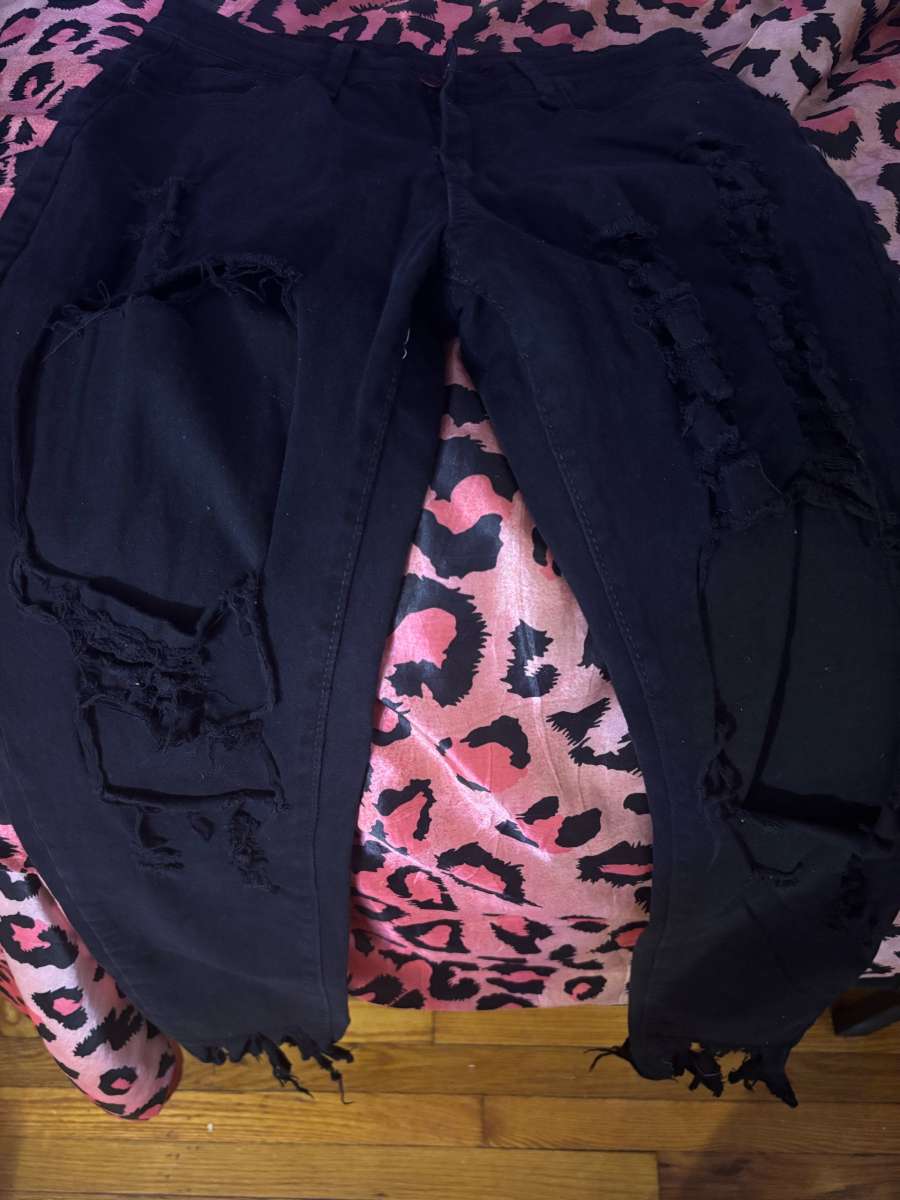 brand new black cut jeans
