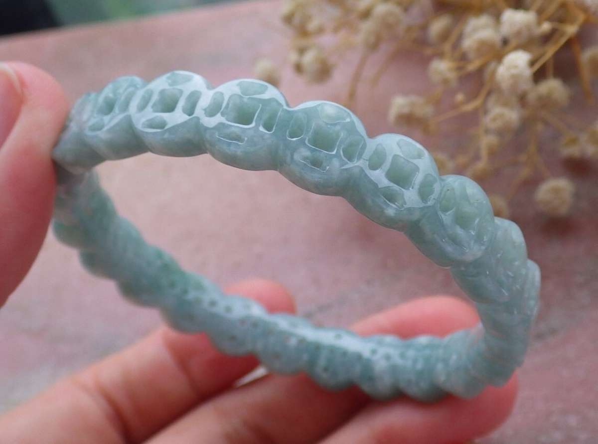 Certificate JADEITE green coin Bangle 55mm 6inches
