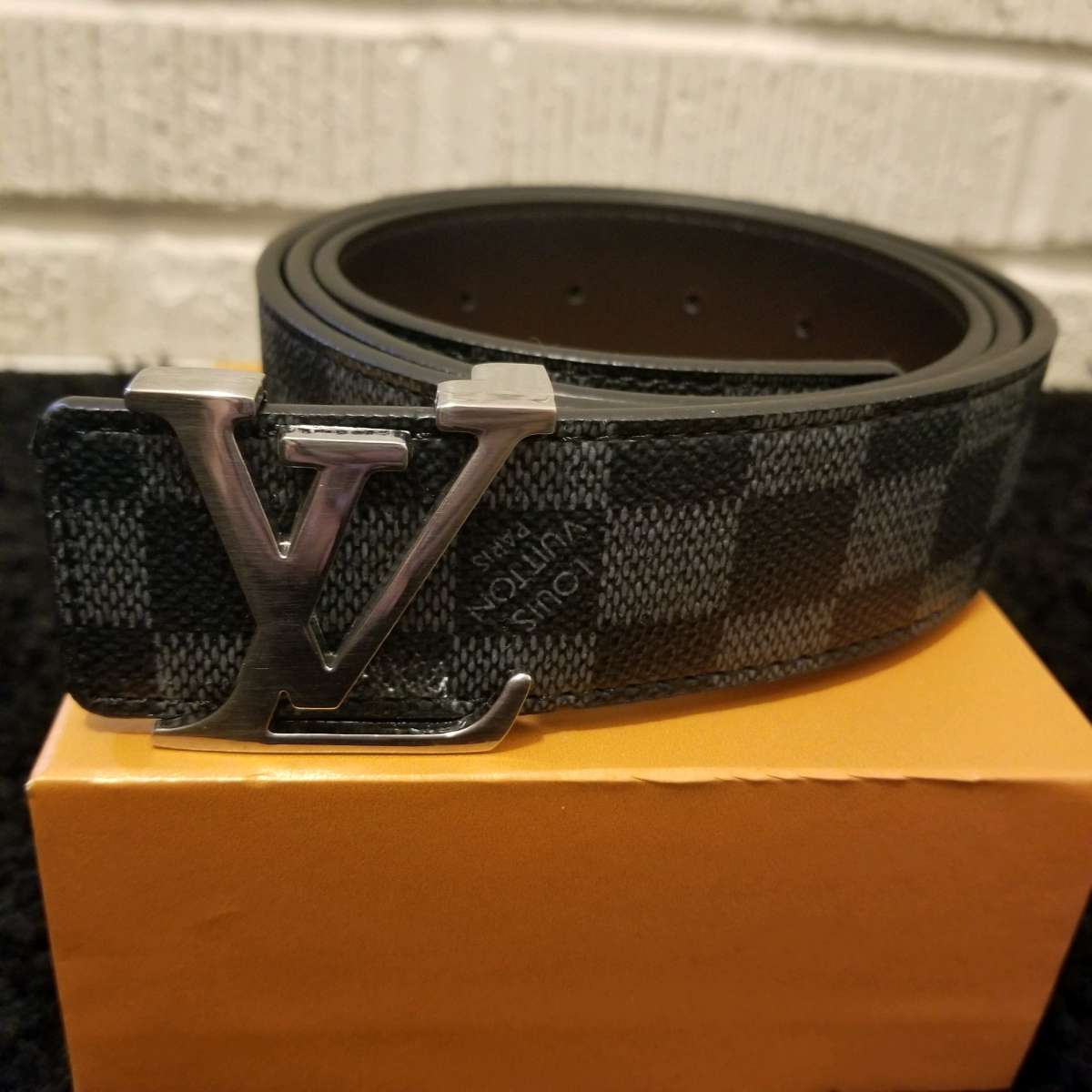 LV Designer Belt Black Checker