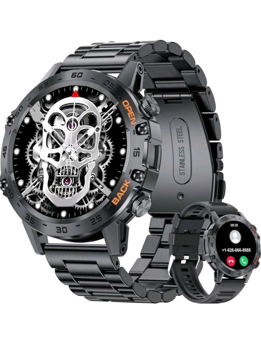 Mens Smart Watch with a Black Stainless Steel band