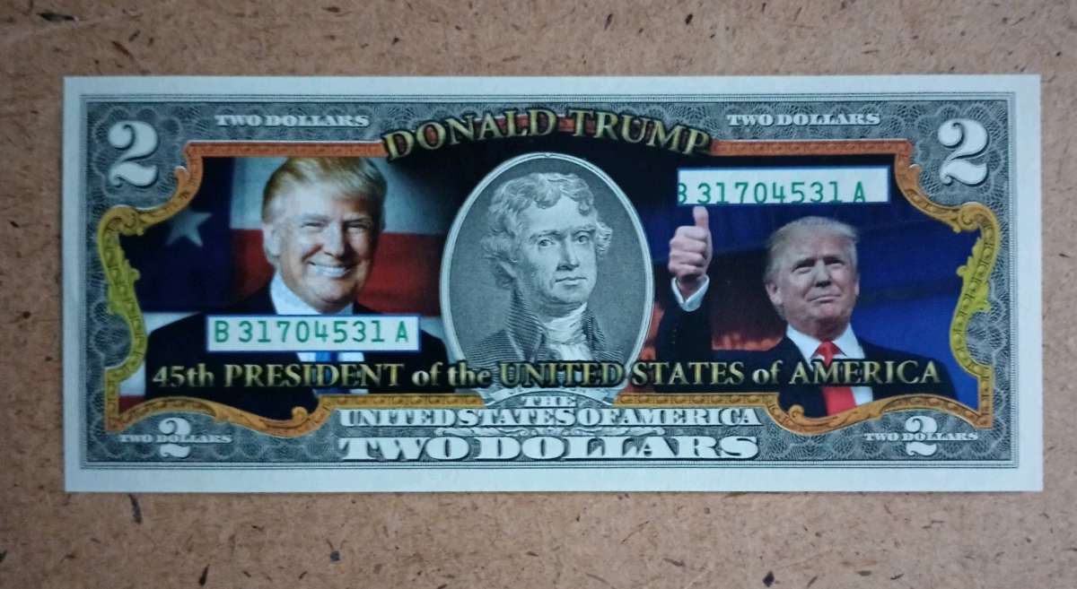 Donald Trump Colored Uncirculated Legal Tender 2dollar bill