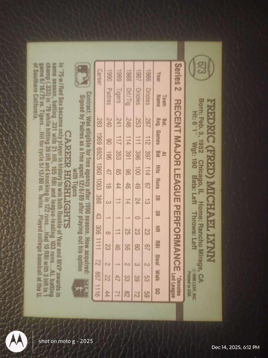 Fred Lynn Baseball Card