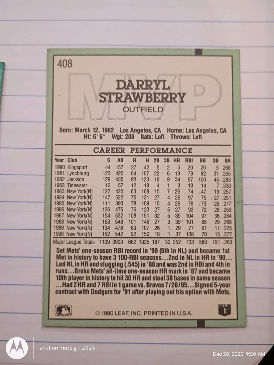 Darryl Strawberry card 408