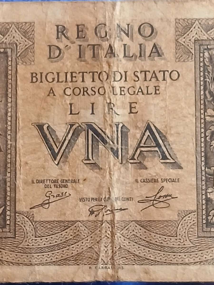 1939 Italian 1 Lira banknote