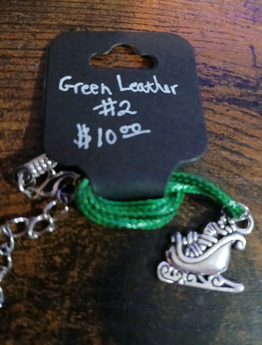 Green Leather Christmas Necklace pt1
