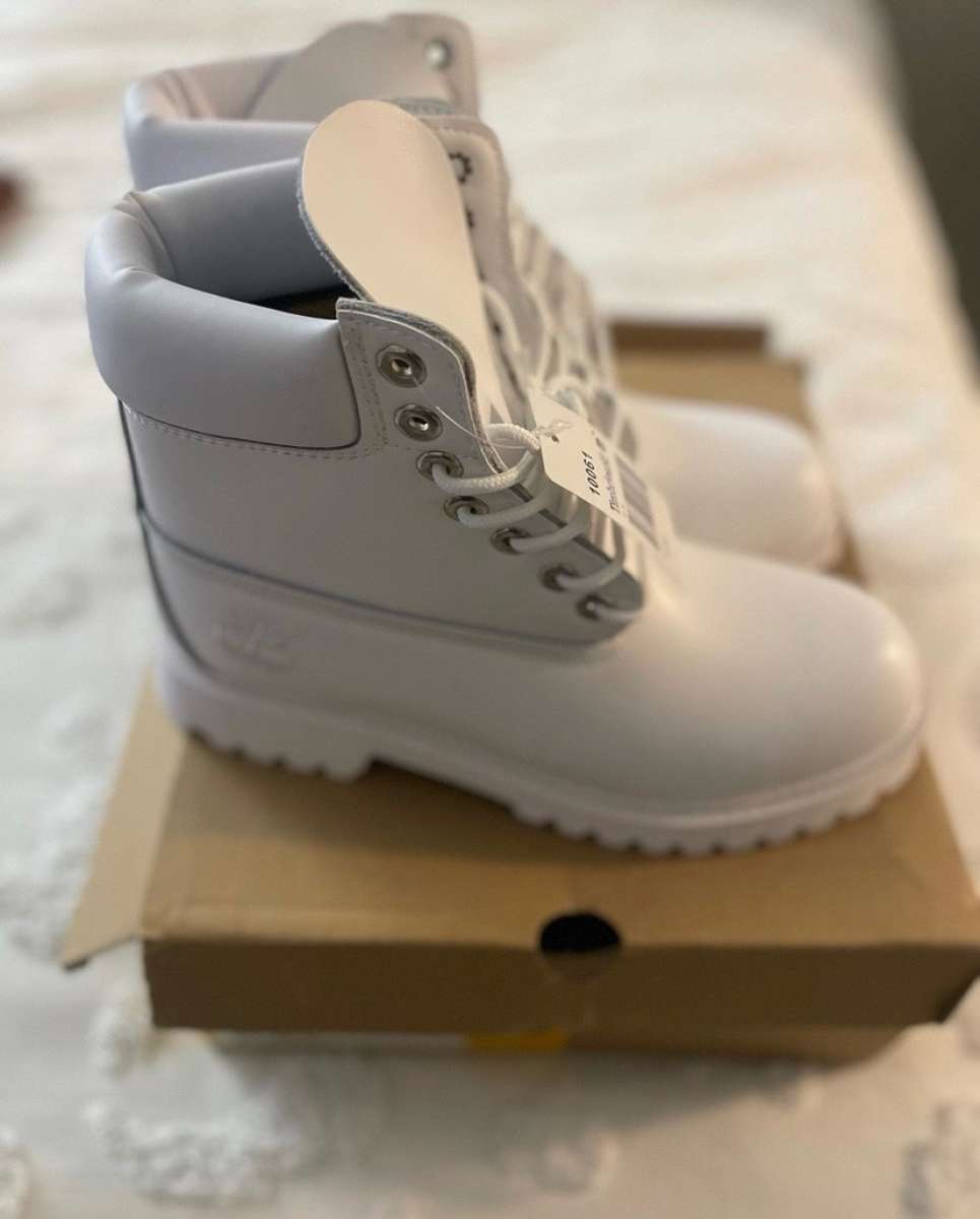 white leather timberland boots