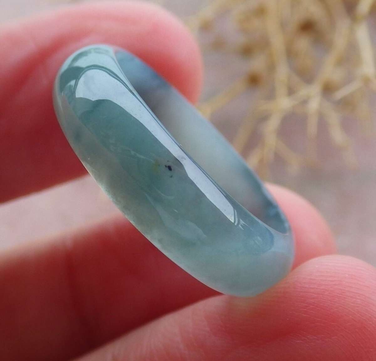 Certificate Jadeite Jade Icy Green blue Burma Circle Ring s