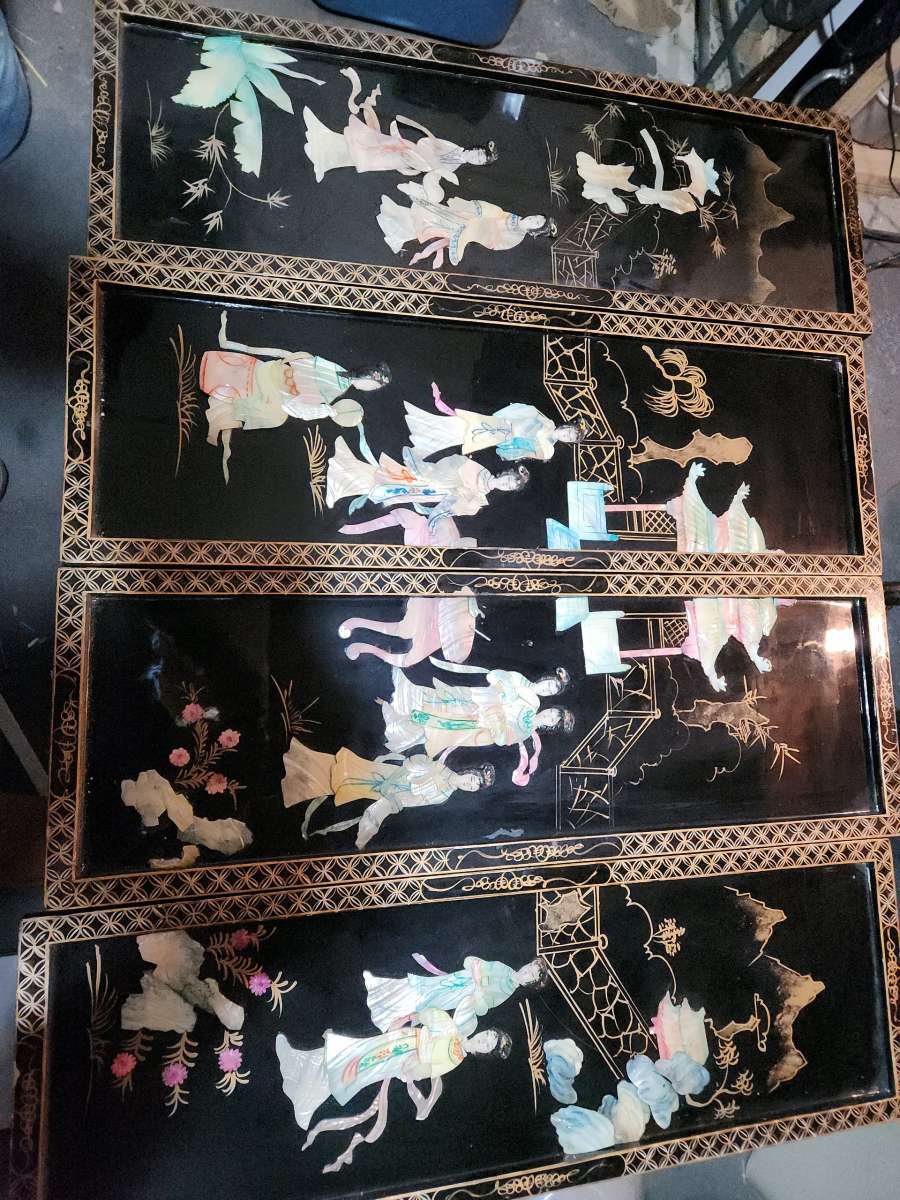 antique mother of pearl japanese art dividers 48 in wide 36H