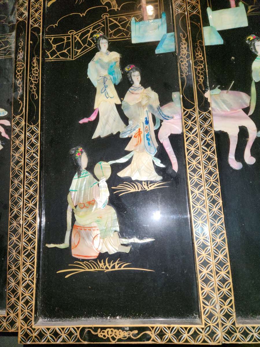 antique mother of pearl japanese art dividers 48 in wide 36H
