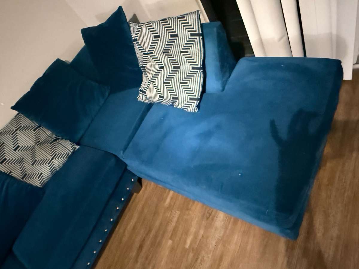 Blue Velvet Sectional Sofa
