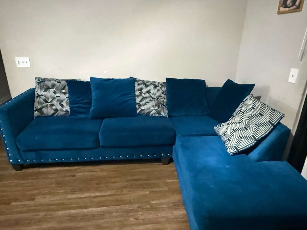 Blue Velvet Sectional Sofa