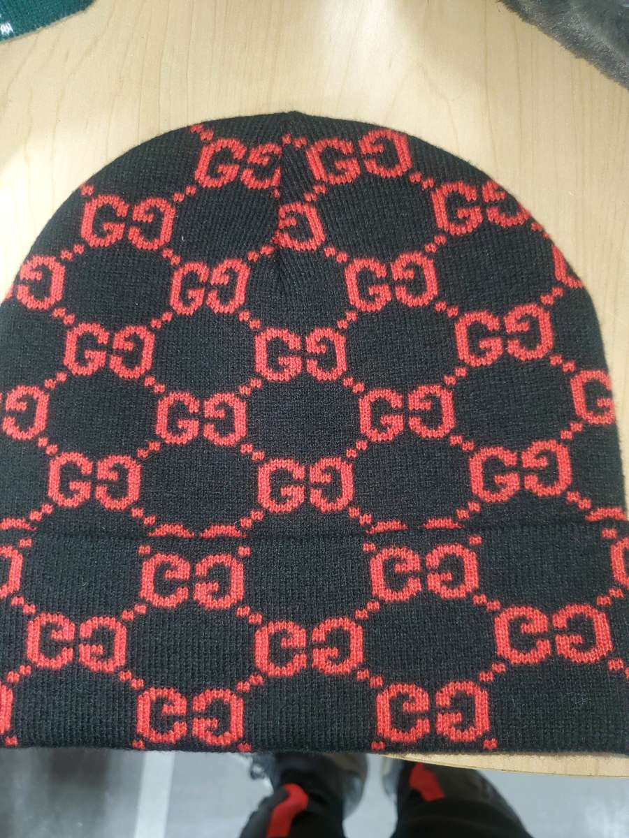 Gucci Signature Black and Red Beanie