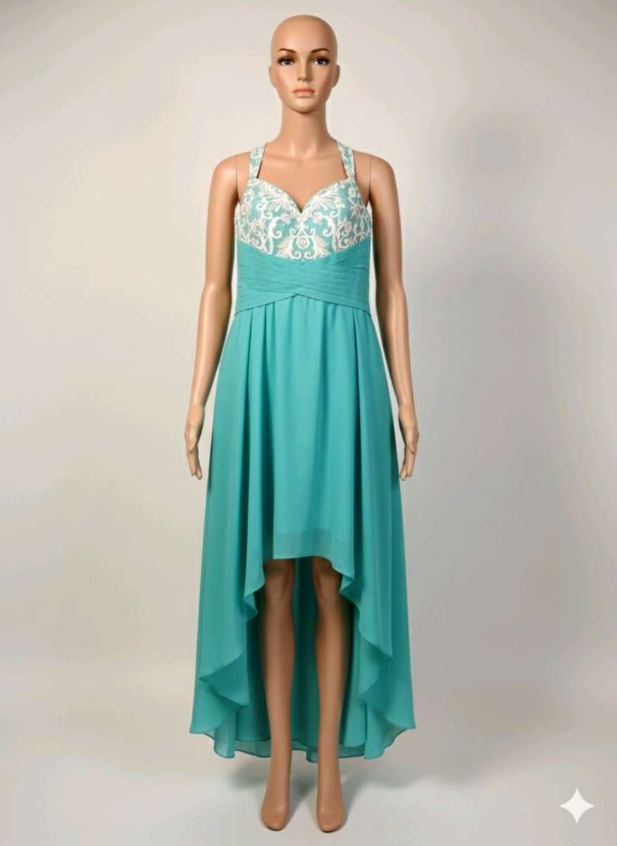 Stunning Tiffany Blue HighLow Gown  Brand New