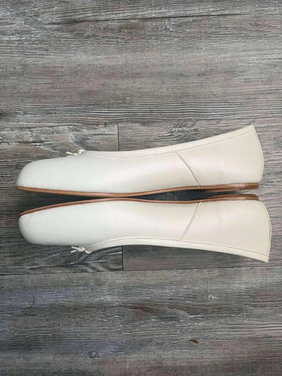 maison margiela tapi flats ballet in white leather size 7US