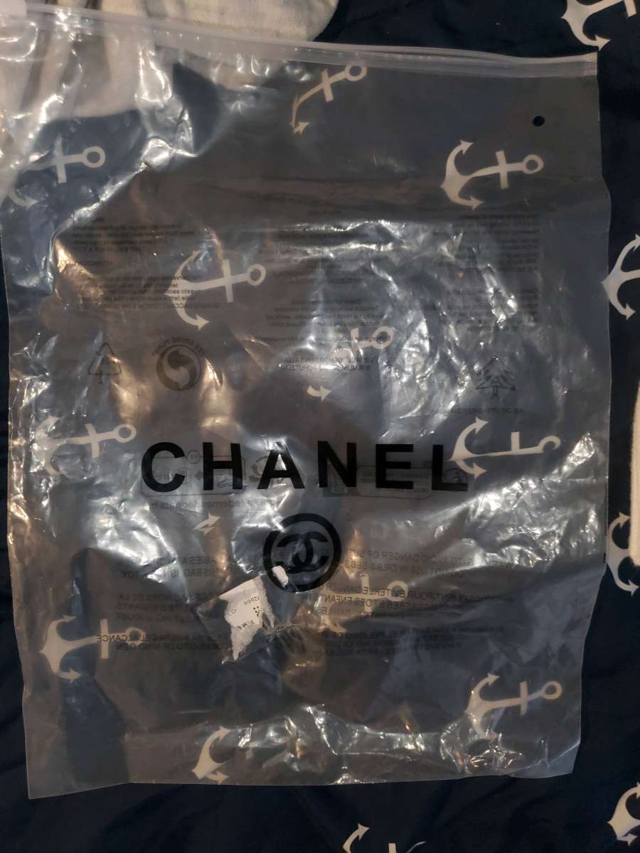 CHANEL White Beanie With Gold Emblems