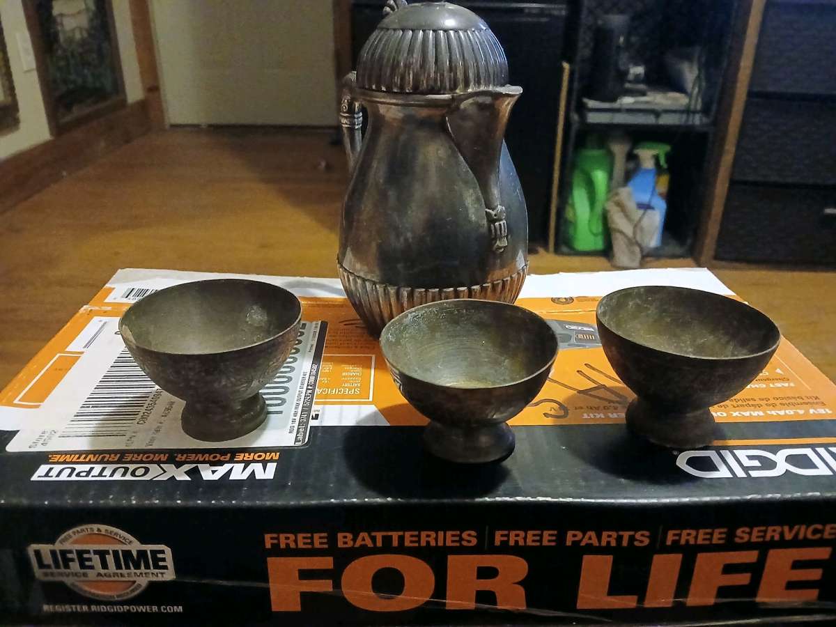 brass tea cup set