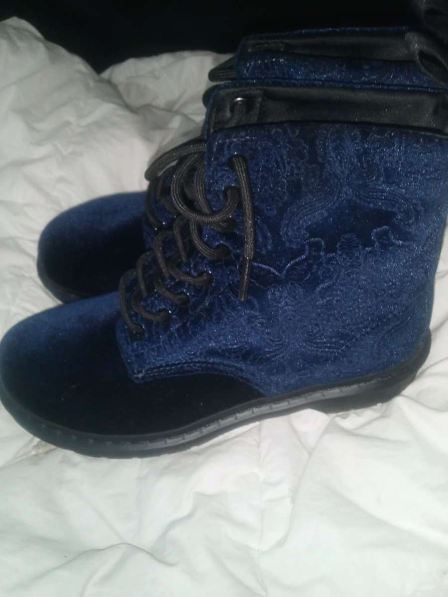 Dr martens blue velvet boots