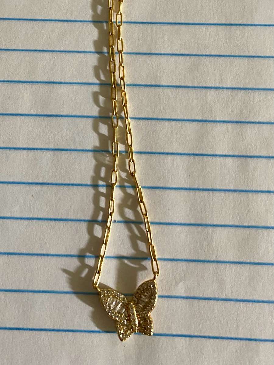 Beillance Fine Jewerly ass 14kt gp diamond butterfly necklac