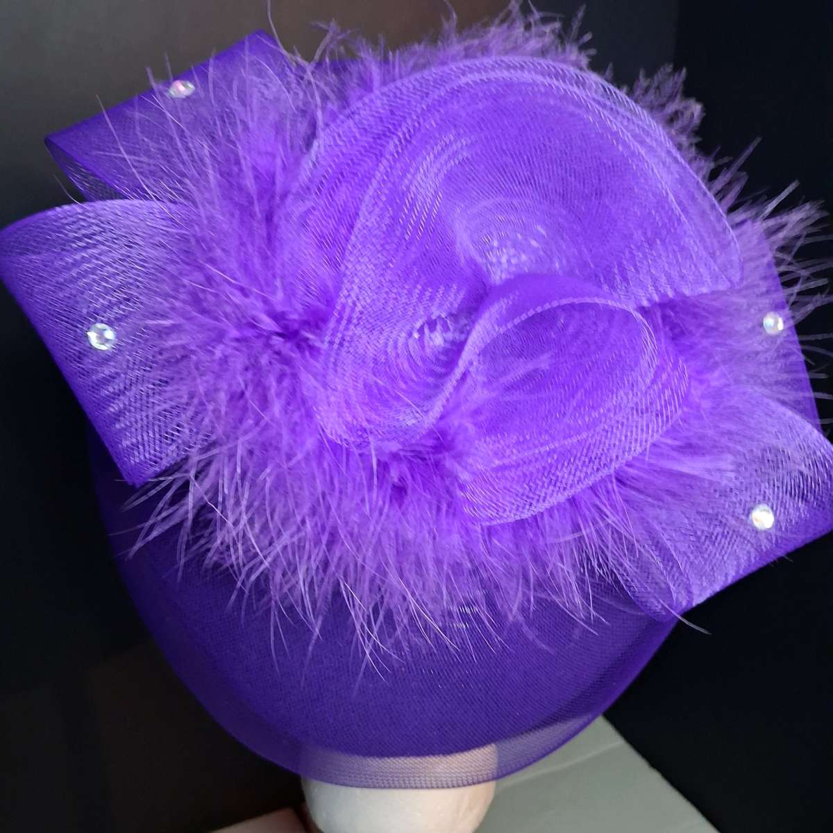 Woman Fancy formal hat worn once purple embellished
