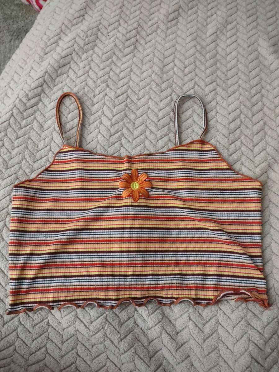 colorful striped cropped tank top