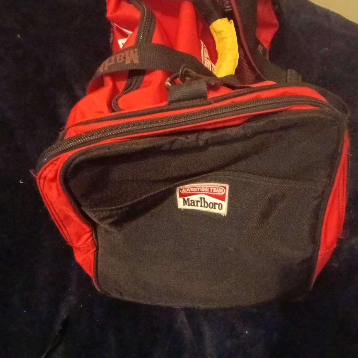 vintage red and black Marlboro duffel bag