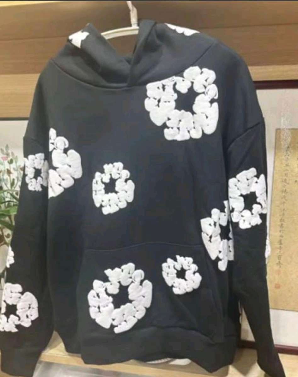 FREE SHIPPING USA ONLY Black denim hoodie size XL