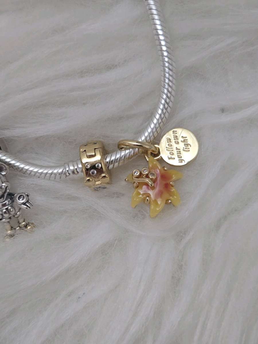 PANDORA 14k  Disney Tangled Sundrop Flower Glow in D