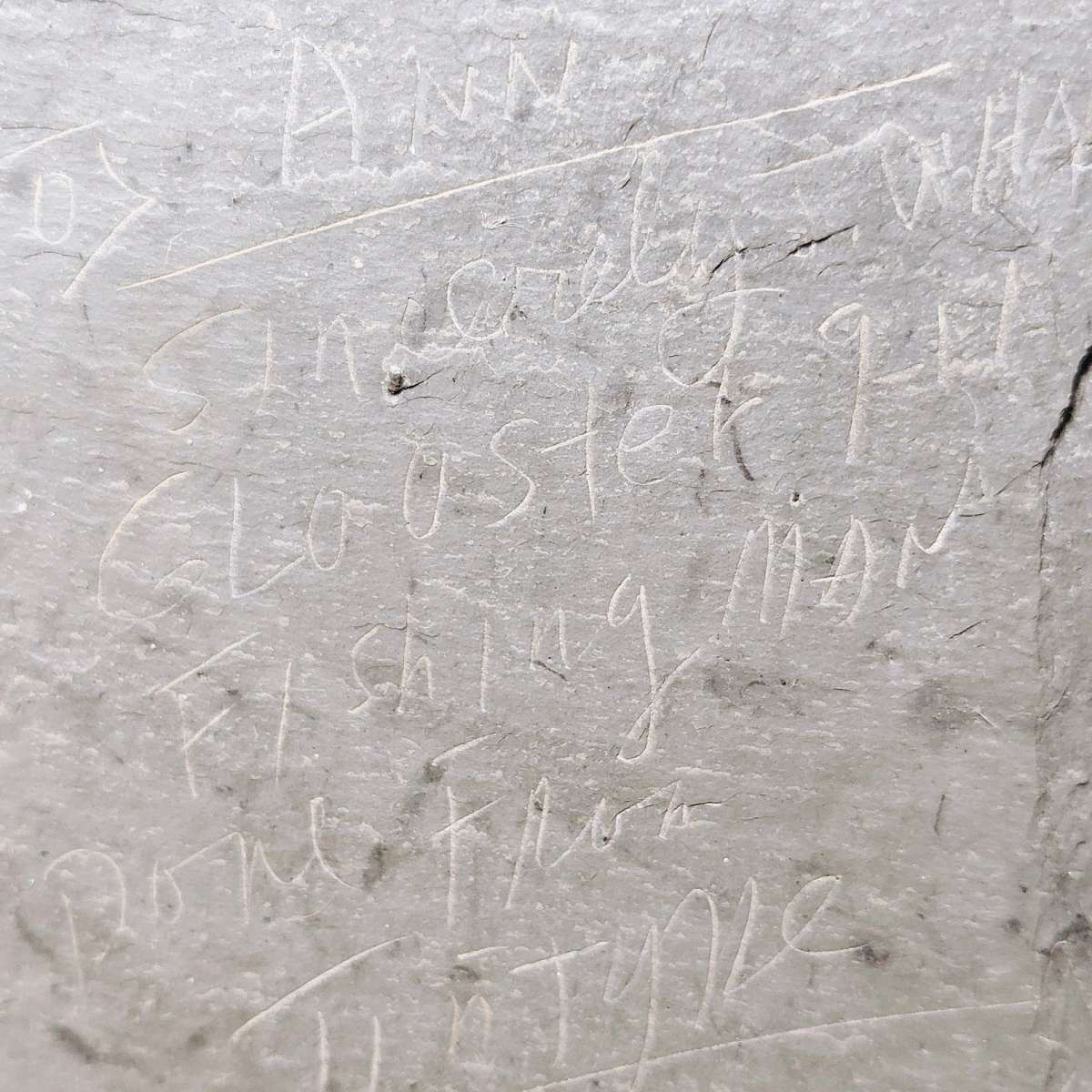 Slate drawing of a Wharf Fisherman