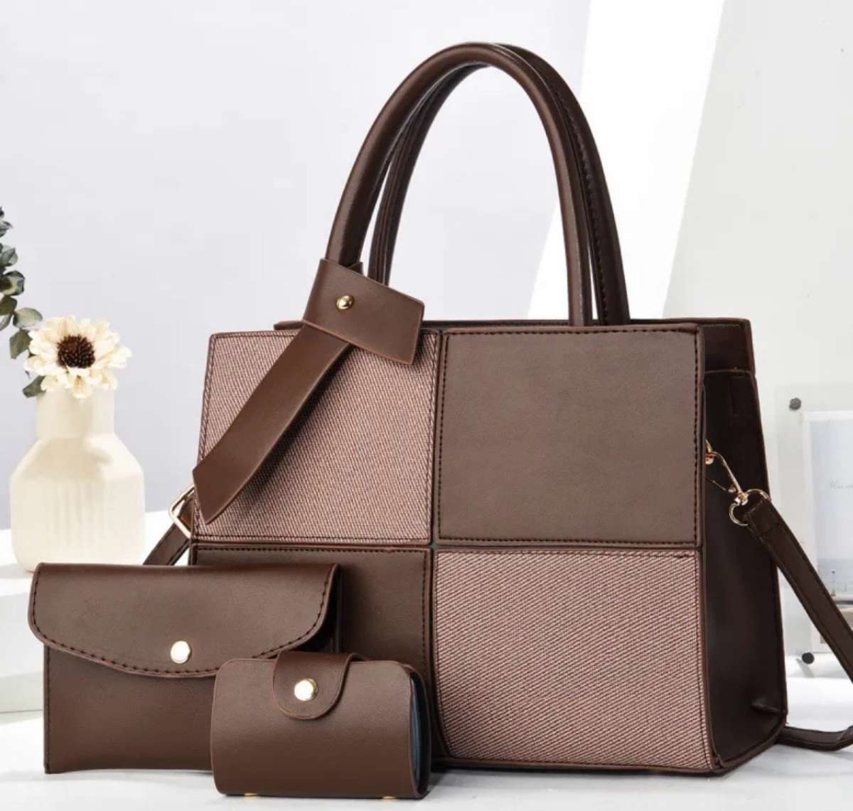 Womens Elegant Handbag Set  Tote Crossbody  Wallet 3Piece Se