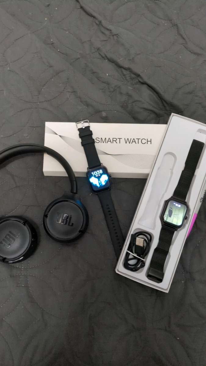 jbl headphone and two smart watches