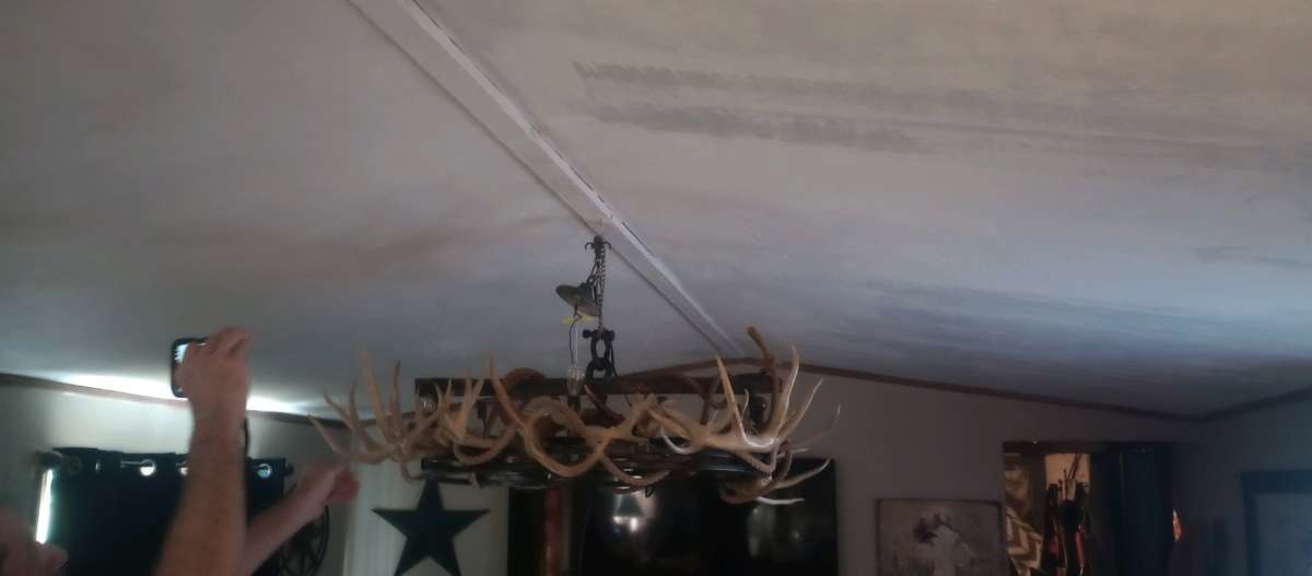 Deer antler chandelier ox yoke