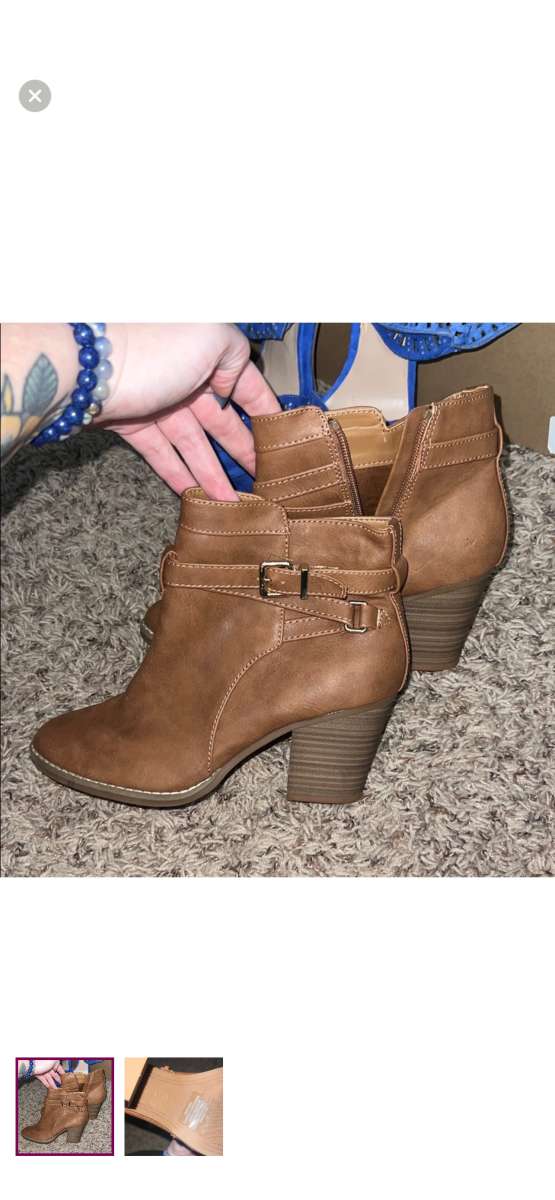 Express Brown Leather Ankle Booties