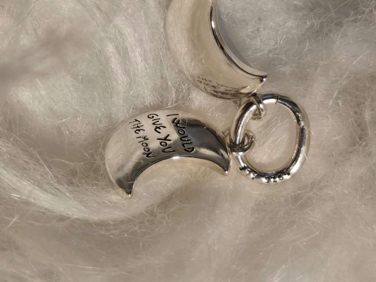 Crescent Moon Double Dangle Charm for Pandora bracelet