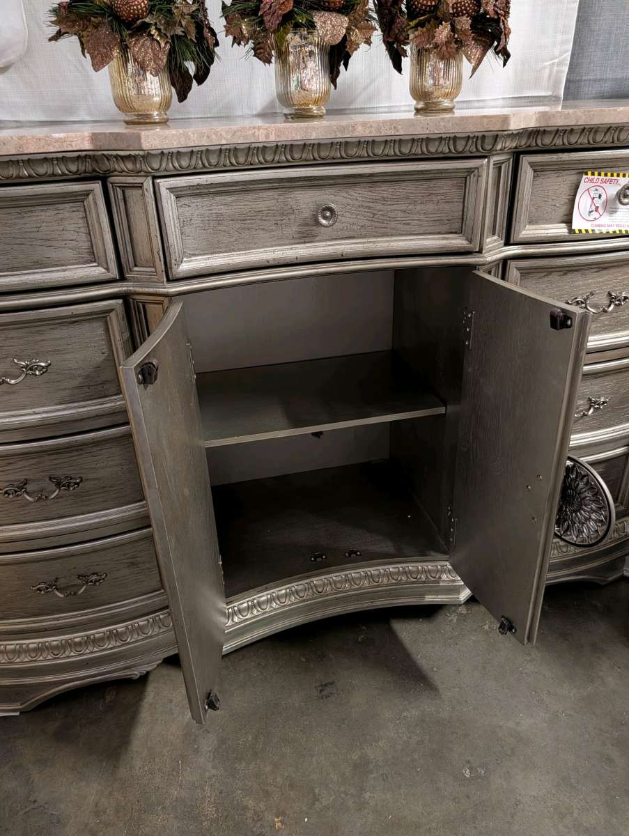 Solid wood and marble cabinet