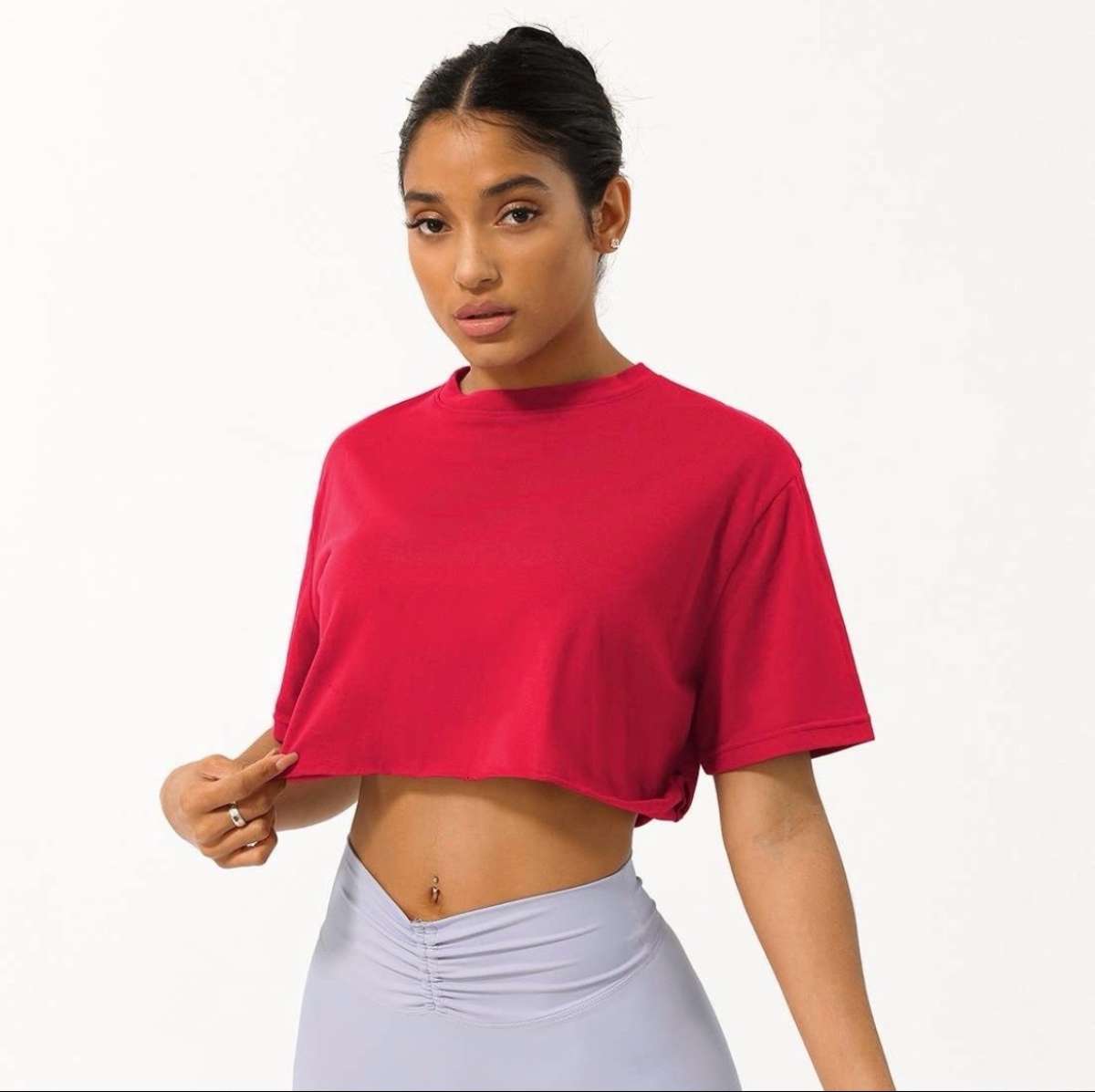 Wellin Vogue Women Loose Sport Crop Top TShirt