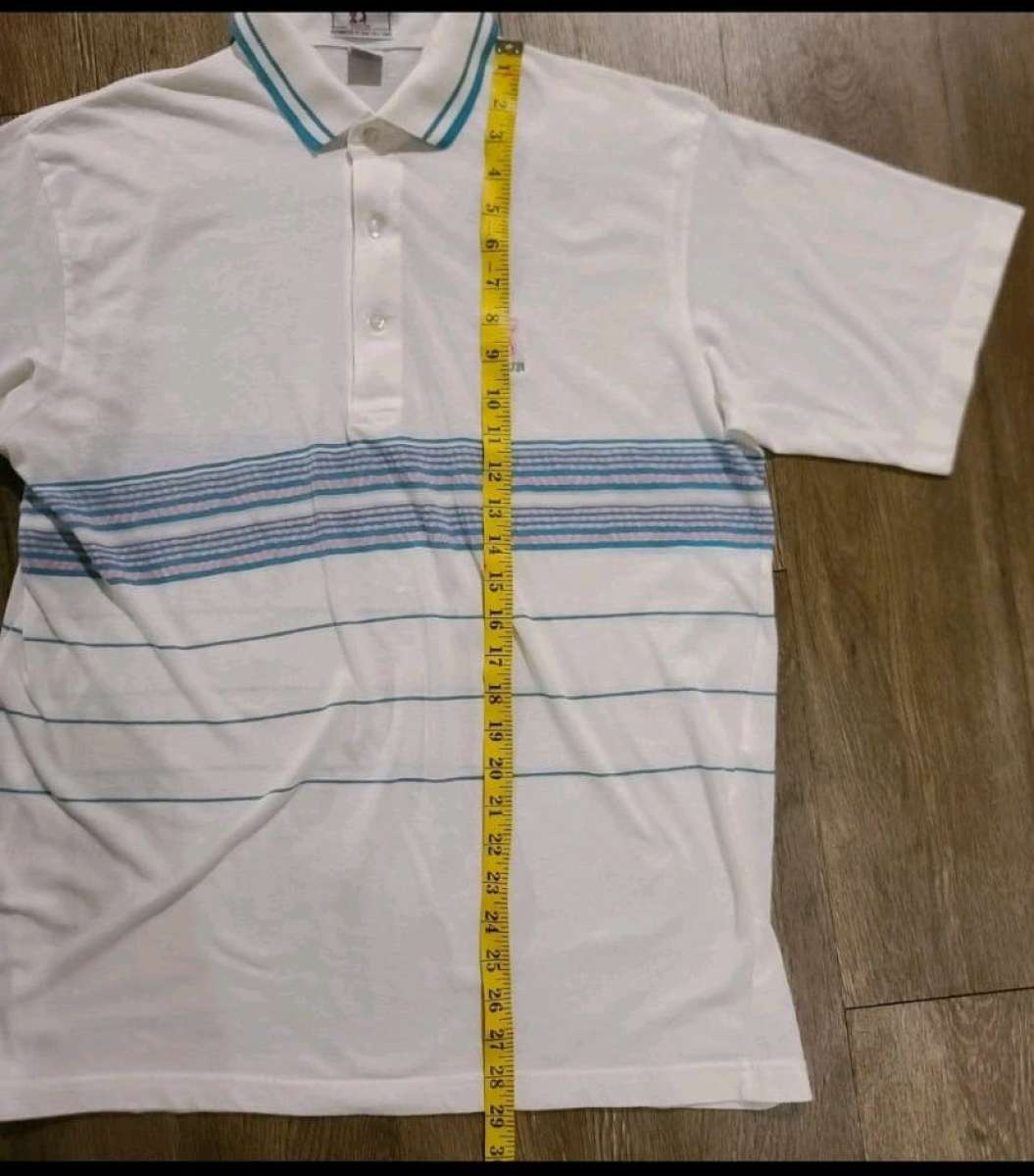 Vintage 80s PGA Tour Ram Golf Mens Striped 3 Button Polo Siz