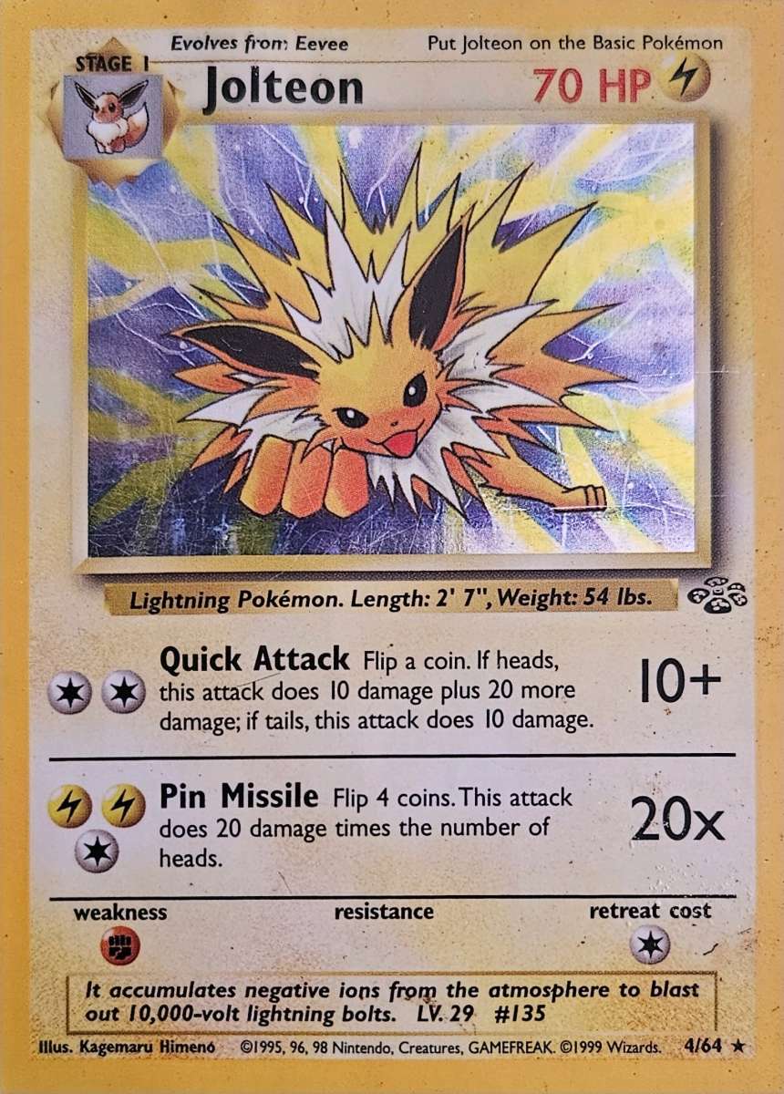 Pokmon Trading Card Game Jolteon card from Jungle expansion