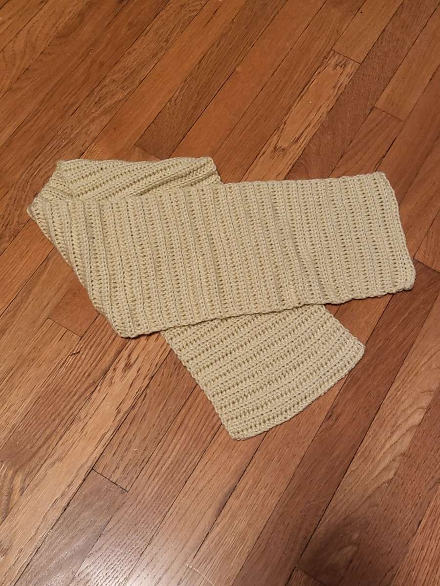 tan scarf hand crochet