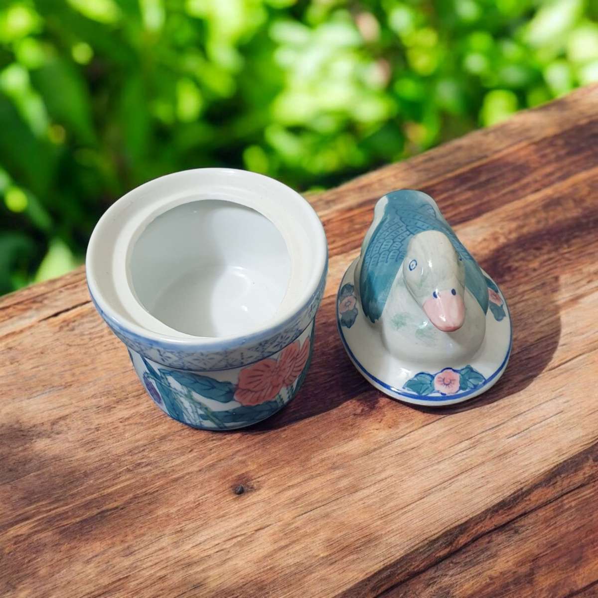 Vintage Duck Trinket BoxDish with Lid Oval Ben Rickert Ceram