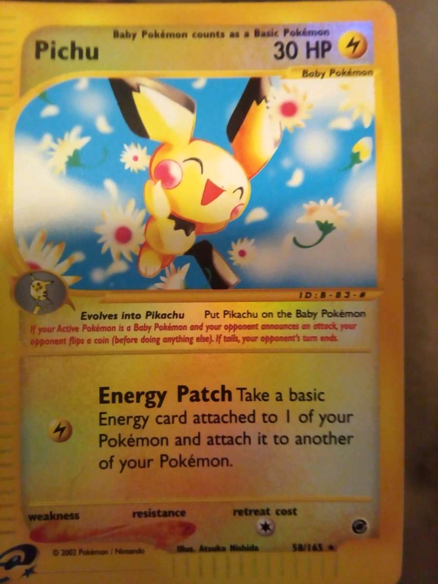 holographic baby Pikachu playing card