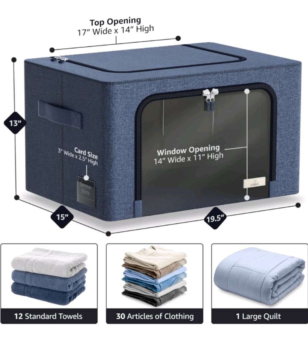 Stackable Storage Bins with metal frames set of 4