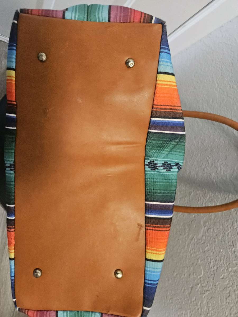 Aztec Multicolor Canvas Serape Tribal Tote Bag