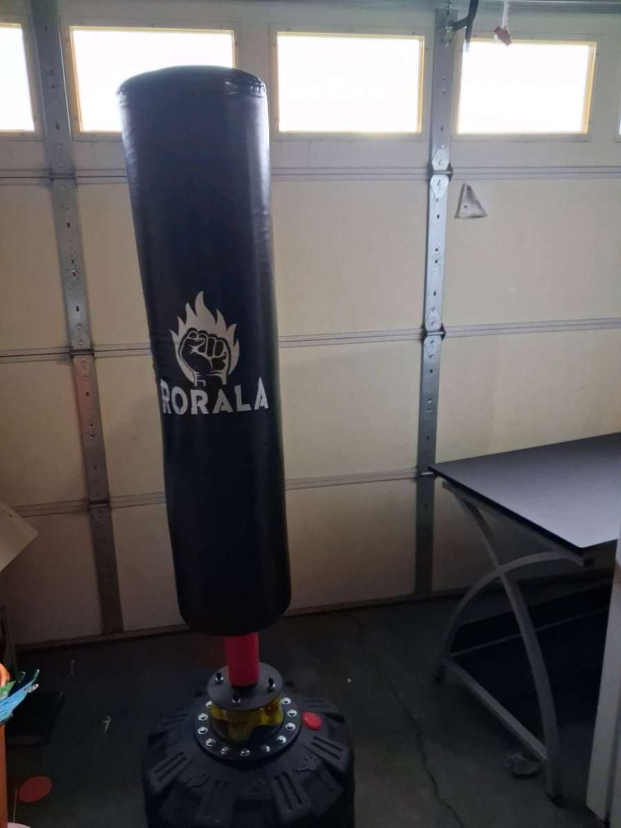 boxing bag and gloves