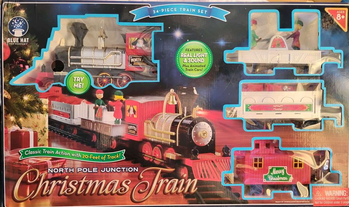 Blue Hat Toy Company North Pole Junction Christmas Train Set