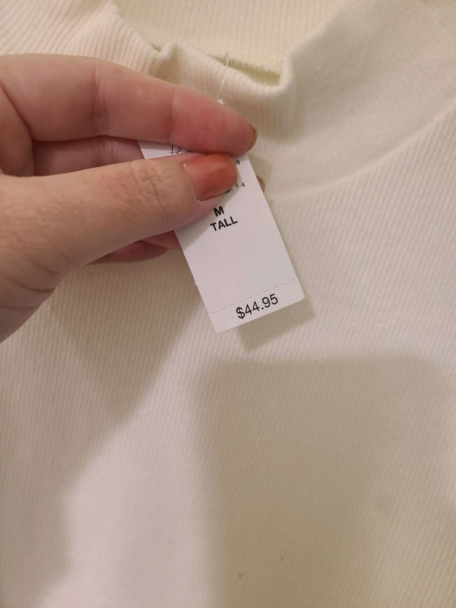 Gap white peekaboo shoulder mock neck top