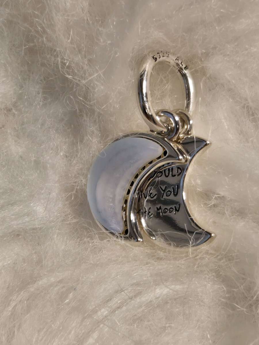 Crescent Moon Double Dangle Charm for Pandora bracelet