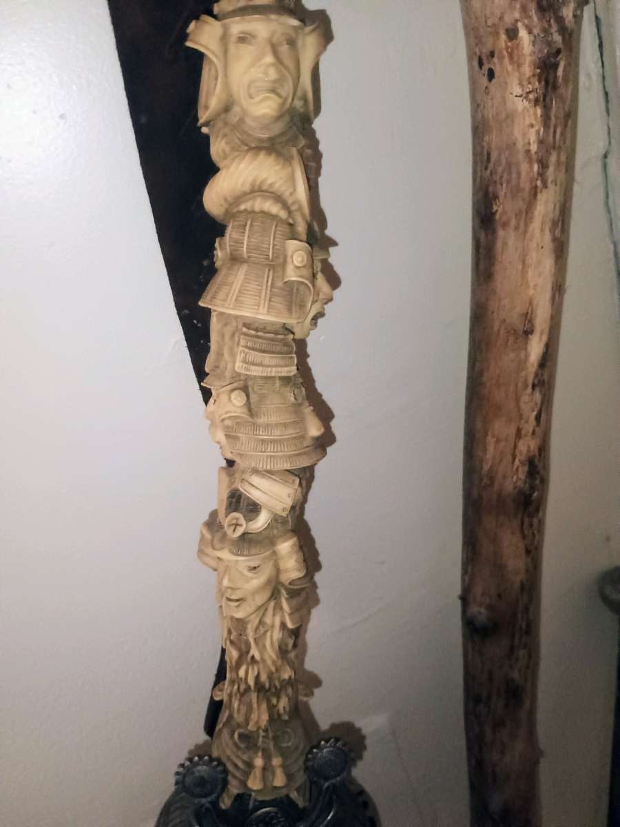 samurai with ivory hand samurai helmet hilt double edge sword