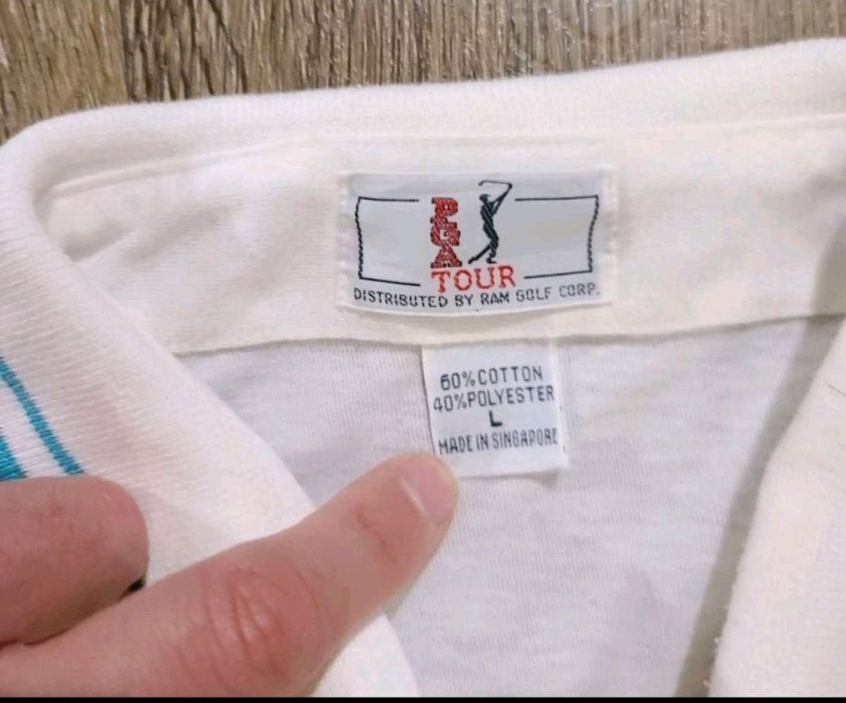 Vintage 80s PGA Tour Ram Golf Mens Striped 3 Button Polo Siz