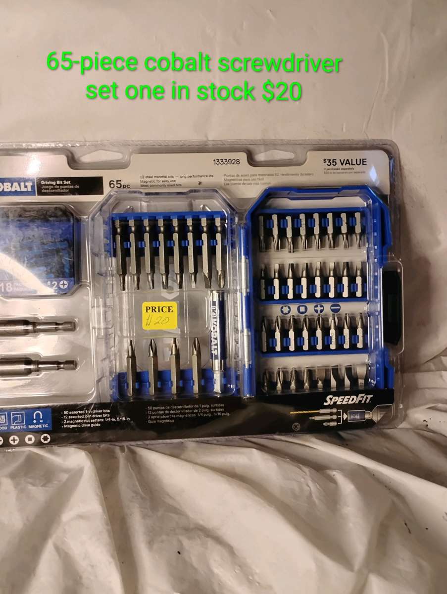 65 piece Cobalt screwdriver bit set