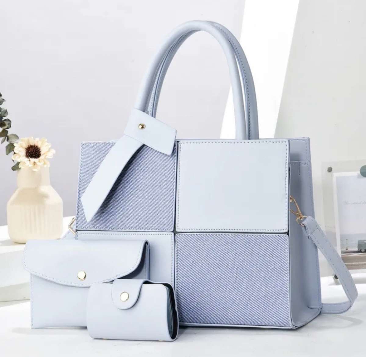 Womens Elegant Handbag Set  Tote Crossbody  Wallet 3Piece Se